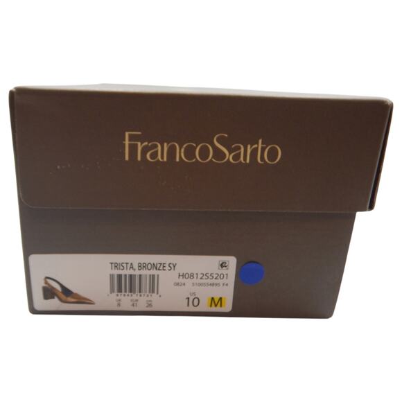 Franco Sarto Trista Pointed Toe Block Heels Slingback Pumps Bronze Size 10M - Picture 10 of 10